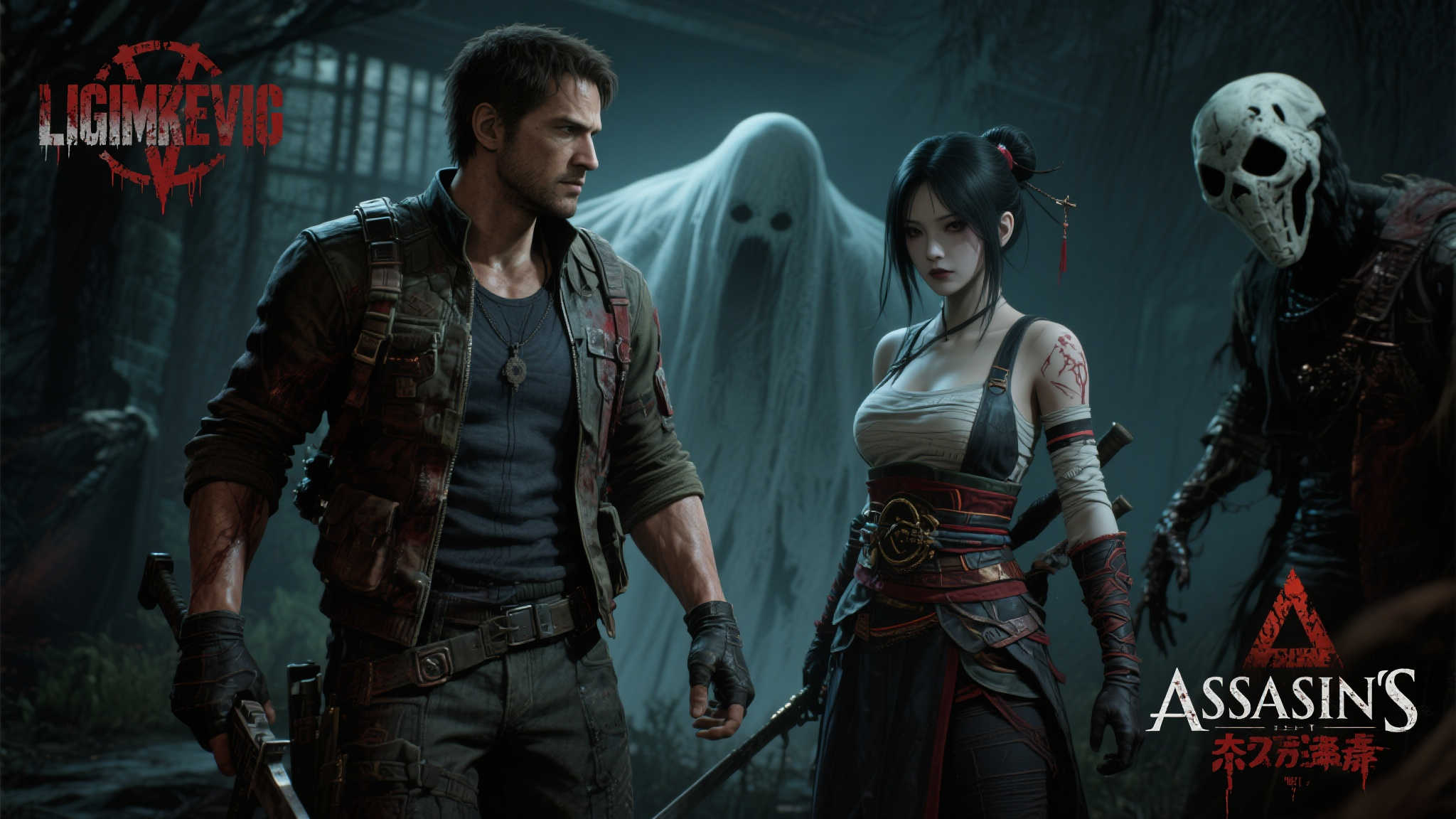 奈绪江化身恐怖女鬼！《刺客信条影》与《黎明杀机》惊悚联动揭晓